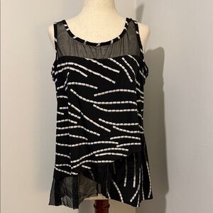 Miraclesuit Black, Gold and White Striped Swim Tankini Top